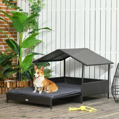 PawHut Extendable Rattan Dog House - Grey PawHut Extendable Rattan Dog House - Grey