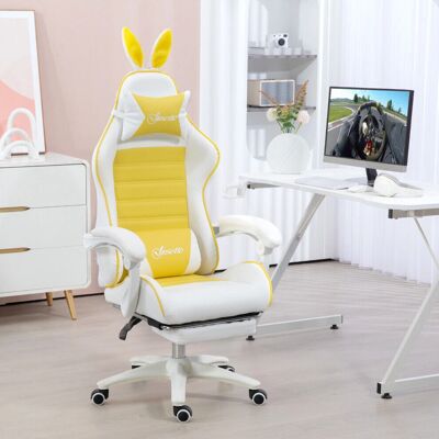 Vinsetto Yellow Racing Gaming Chair with Footrest and Removable Rabbit Ears Vinsetto Yellow Racing Gaming Chair with Footrest and Removable Rabbit Ears