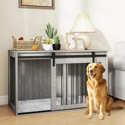 PawHut Dog Crate Furniture Grey XL Removable Cushion - dog crate PawHut Dog Crate Furniture Grey XL Removable Cushion - dog crate