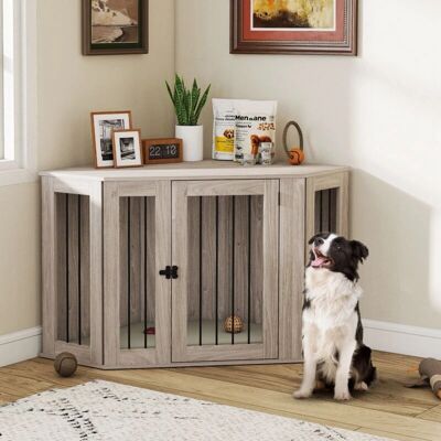 PawHut Crate Furniture - Walnut Brown - Cushion - Door - Dog Crate PawHut Crate Furniture - Walnut Brown - Cushion - Door - Dog Crate