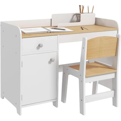 ZONEKIZ - Kids Desk and Chair Set - White - Publicité ZONEKIZ - Kids Desk and Chair Set - White - Publicité