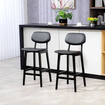 HOMCOM Black PU Leather Bar Stools Set of 2 - Breakfast Bar Stools HOMCOM Black PU Leather Bar Stools Set of 2 - Breakfast Bar Stools