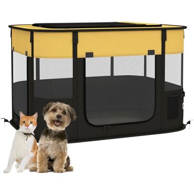PawHut Portable Dog Pen - Yellow - Pet Pen PawHut Portable Dog Pen - Yellow - Pet Pen