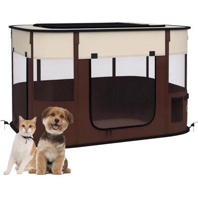 PawHut - Portable Dog Pen - Brown - Pen PawHut - Portable Dog Pen - Brown - Pen