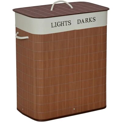 HOMCOM - 2-Section Collapsible Hamper - Brown - Laundry Hamper HOMCOM - 2-Section Collapsible Hamper - Brown - Laundry Hamper