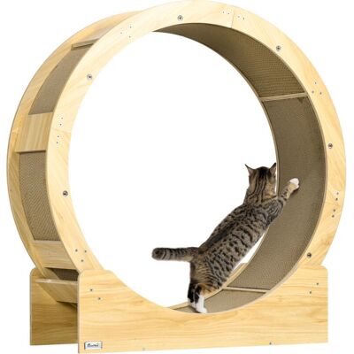 PawHut - Cat Wheel with Brake - Oak Tone - Cat Toy PawHut - Cat Wheel with Brake - Oak Tone - Cat Toy