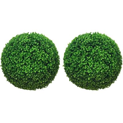 HOMCOM Set of 2 Artificial Topiary Balls - Indoor Outdoor Faux Boxwood Balls HOMCOM Set of 2 Artificial Topiary Balls - Indoor Outdoor Faux Boxwood Balls
