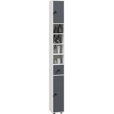 Kleankin - Slim Toilet Roll Cabinet - Grey - Bathroom Cabinet Kleankin - Slim Toilet Roll Cabinet - Grey - Bathroom Cabinet