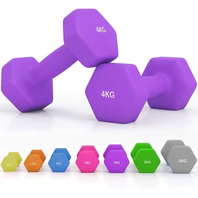 SPORTNOW - Hex Dumbbell Set - Purple - 2x4kg - Dumbbells SPORTNOW - Hex Dumbbell Set - Purple - 2x4kg - Dumbbells