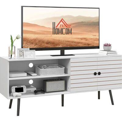 HOMCOM 65" TV Unit - White with 2 Shelves & Cable Holes HOMCOM 65" TV Unit - White with 2 Shelves & Cable Holes