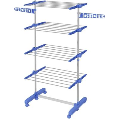 HOMCOM Large Clothes Airer Stainless Steel Clothes Drying Rack Blue - Clothes Drying Rack HOMCOM Large Clothes Airer Stainless Steel Clothes Drying Rack Blue - Clothes Drying Rack