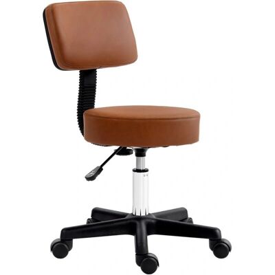 HOMCOM Adjustable Swivel Salon Chair - Salon Chair, Brown, Padded, 5 Wheels HOMCOM Adjustable Swivel Salon Chair - Salon Chair, Brown, Padded, 5 Wheels