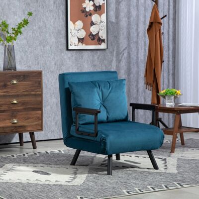 HOMCOM Click Clack Single Chair Bed - Chair Bed for Living Room, Guest Room - Blue HOMCOM Click Clack Single Chair Bed - Chair Bed for Living Room, Guest Room - Blue