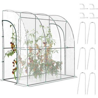 Outsunny 214x118x212cm Walk-In Lean-To Wall Tunnel Plastic Greenhouse with Doors Outsunny 214x118x212cm Walk-In Lean-To Wall Tunnel Plastic Greenhouse with Doors
