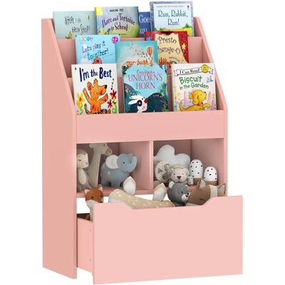Homcom Pink Kids Bookcase Toy Box - Kids Furniture Homcom Pink Kids Bookcase Toy Box - Kids Furniture