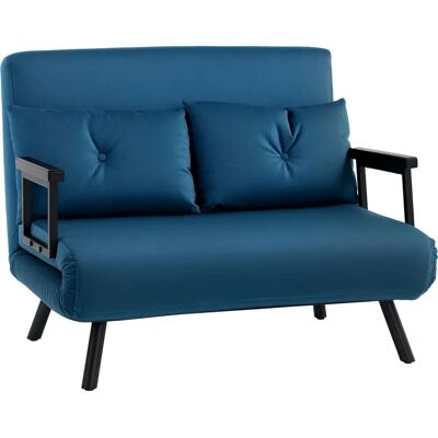 HOMCOM Click Clack 2 Seater Sofa Bed - Sofa Bed for Living Room, Guest Room, Blue HOMCOM Click Clack 2 Seater Sofa Bed - Sofa Bed for Living Room, Guest Room, Blue