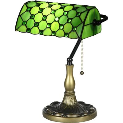HOMCOM Green Vintage Stained Glass Table Lamp - Bedroom Bedside HOMCOM Green Vintage Stained Glass Table Lamp - Bedroom Bedside