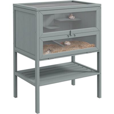PawHut Wooden Hamster Cage w/ Storage Shelf - Animal Enclosure PawHut Wooden Hamster Cage w/ Storage Shelf - Animal Enclosure