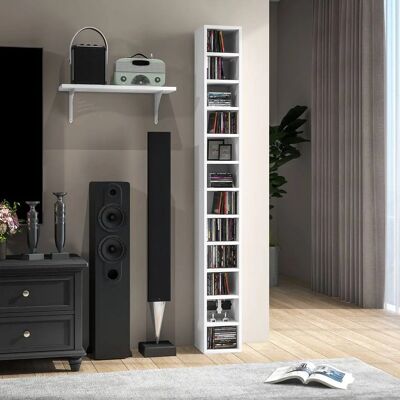 HOMCOM 204 Tall Bookcase - Storage Tower with 12 Cubes White HOMCOM 204 Tall Bookcase - Storage Tower with 12 Cubes White
