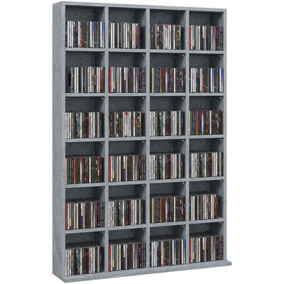 HOMCOM DVD Media Storage Rack - Grey - Media Storage Rack HOMCOM DVD Media Storage Rack - Grey - Media Storage Rack