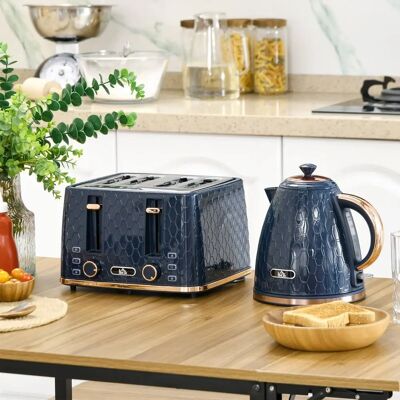 HOMCOM 1.7L Kettle and Toaster Set - Blue Kitchen Appliance HOMCOM 1.7L Kettle and Toaster Set - Blue Kitchen Appliance