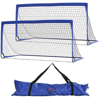 HOMCOM Football Goal Folding Outdoor - All Weather Net 6'x3' Blue HOMCOM Football Goal Folding Outdoor - All Weather Net 6'x3' Blue