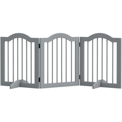 PawHut Pet Gate Barrier 3 Panel - Support Feet - Light Grey PawHut Pet Gate Barrier 3 Panel - Support Feet - Light Grey