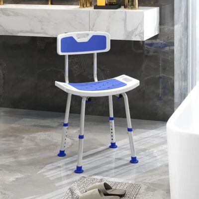 HOMCOM Adjustable Blue Shower Stool for Elderly Disabled HOMCOM Adjustable Blue Shower Stool for Elderly Disabled