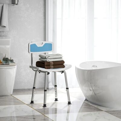 HOMCOM Shower Stool - Light Blue - Adjustable for Elderly & Disabled HOMCOM Shower Stool - Light Blue - Adjustable for Elderly & Disabled