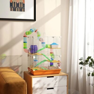 Pawhut - 5 Tier Hamster Cage Carrier Habitat w/ Exercise Wheels Pawhut - 5 Tier Hamster Cage Carrier Habitat w/ Exercise Wheels