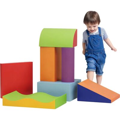 HOMCOM - 7Pcs Soft Foam Puzzle Blocks - Blue - Foam - Toy HOMCOM - 7Pcs Soft Foam Puzzle Blocks - Blue - Foam - Toy