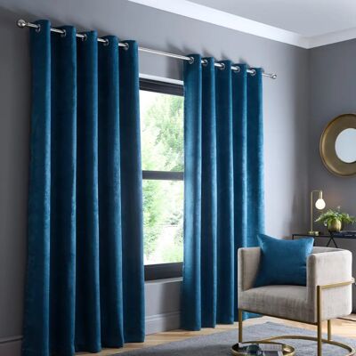 Fusion Dark Teal Semi-plain Dimout Curtains - Curtains Fusion Dark Teal Semi-plain Dimout Curtains - Curtains