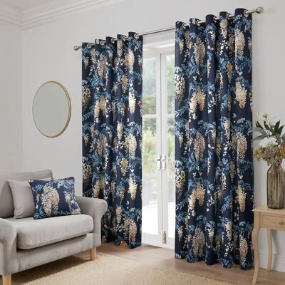 Dreams & Drapes Wisteria Navy Oczka - Zasłony Dreams & Drapes Wisteria Navy Oczka - Zasłony
