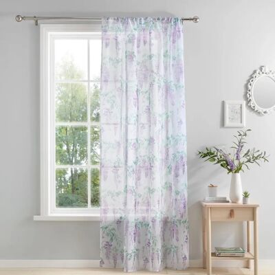 Dreams & Drapes Wisteria Floral Ready Made Single Voile Curtain - Curtain Dreams & Drapes Wisteria Floral Ready Made Single Voile Curtain - Curtain