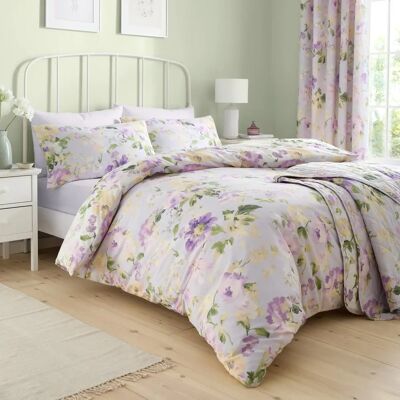 Dreams & Drapes Flourette Wzór akwareliowy na pościel Lila - Komplet Pościeli Dreams & Drapes Flourette Wzór akwareliowy na pościel Lila - Komplet Pościeli