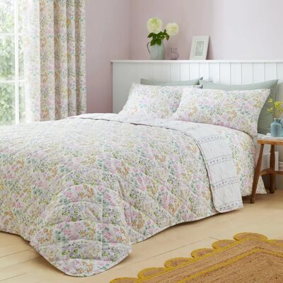 Dreams & Drapes - Edith Floral Quilted Bedspread - Lilac Dreams & Drapes - Edith Floral Quilted Bedspread - Lilac