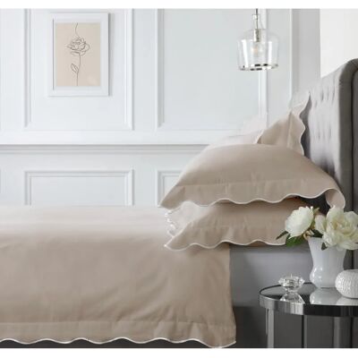 Funda de edredón con borde scallop natural - Juego de ropa de cama Funda de edredón con borde scallop natural - Juego de ropa de cama