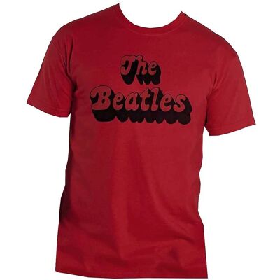 The Beatles XL Red Shadow Text Logo T-Shirt - Unisex Clothing The Beatles XL Red Shadow Text Logo T-Shirt - Unisex Clothing