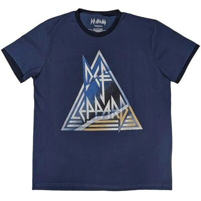 Def Leppard Blå Triangel Logo Ringer T-Shirt - T-shirt Def Leppard Blå Triangel Logo Ringer T-Shirt - T-shirt