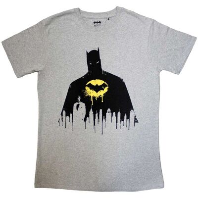DC Batman Silhouette Drip Grey T-Shirt DC Batman Silhouette Drip Grey T-Shirt