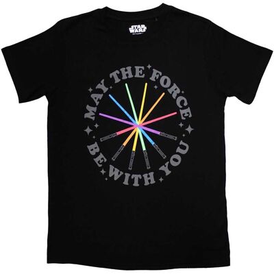 Star Wars Rainbow Sabers Svart XL T-Shirt Star Wars Rainbow Sabers Svart XL T-Shirt