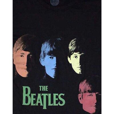 The Beatles Black Logo Faces T-Shirt - T-Shirt The Beatles Black Logo Faces T-Shirt - T-Shirt