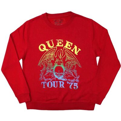 Queen Tour 75 Crest Sweatshirt - Unisex, Röd, XL - Tröja Queen Tour 75 Crest Sweatshirt - Unisex, Röd, XL - Tröja