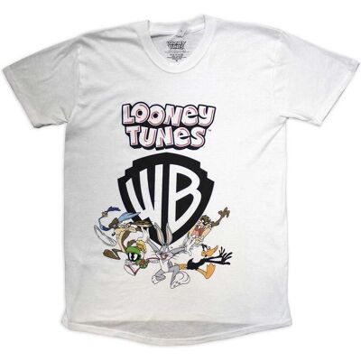 Warner Bros Vit T-shirt - Looney Tunes Sköld - Unisex Warner Bros Vit T-shirt - Looney Tunes Sköld - Unisex