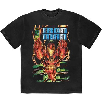 Svart Marvel Iron Man Fist Comic Cover T-shirt Svart Marvel Iron Man Fist Comic Cover T-shirt