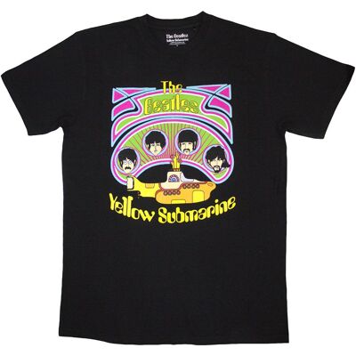 The Beatles Svart unisex T-shirt - Gula Undersea Hoder i Cirkelmönster The Beatles Svart unisex T-shirt - Gula Undersea Hoder i Cirkelmönster