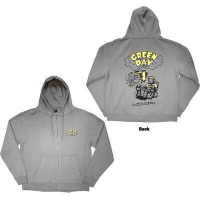 Grå Green Day Longview Doodle XL hoodie - Huvtröja cu dragkedja Grå Green Day Longview Doodle XL hoodie - Huvtröja cu dragkedja