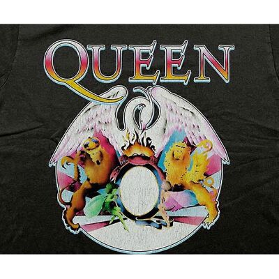 Queen Svart Unisex T-Shirt - Flerfärgad Sköld - T-Shirt Queen Svart Unisex T-Shirt - Flerfärgad Sköld - T-Shirt