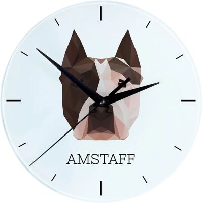 Art-Dog - Amstaff Geometric Photo - 20 cm - Horloge murale - Publicité Art-Dog - Amstaff Geometric Photo - 20 cm - Horloge murale - Publicité