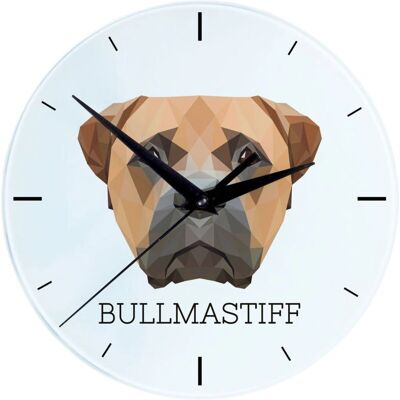 Art-Dog - Bullmastiff - motif géométrique - Horloge murale - Publicité Art-Dog - Bullmastiff - motif géométrique - Horloge murale - Publicité
